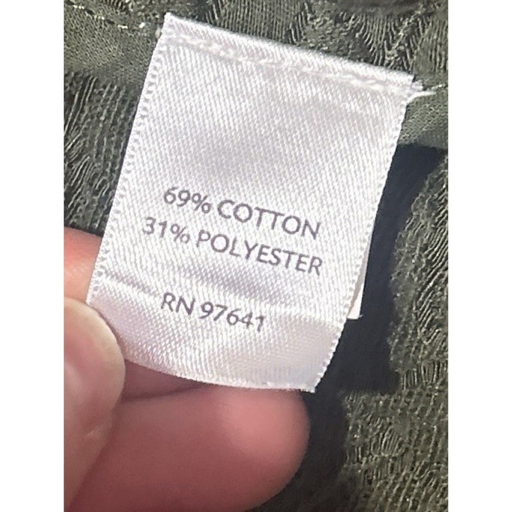 J Jill Quilted Jacket MP Olive Green Embossed Floral Petite Pockets - Picture 10 of 11